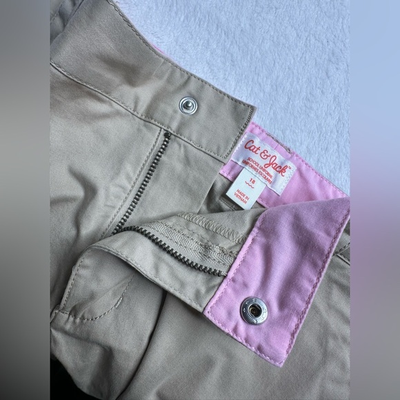 Cat & Jack Girl's Size 18 Chino Flat Front Beige Shorts Adjustable Waist Uniform - Picture 6 of 11